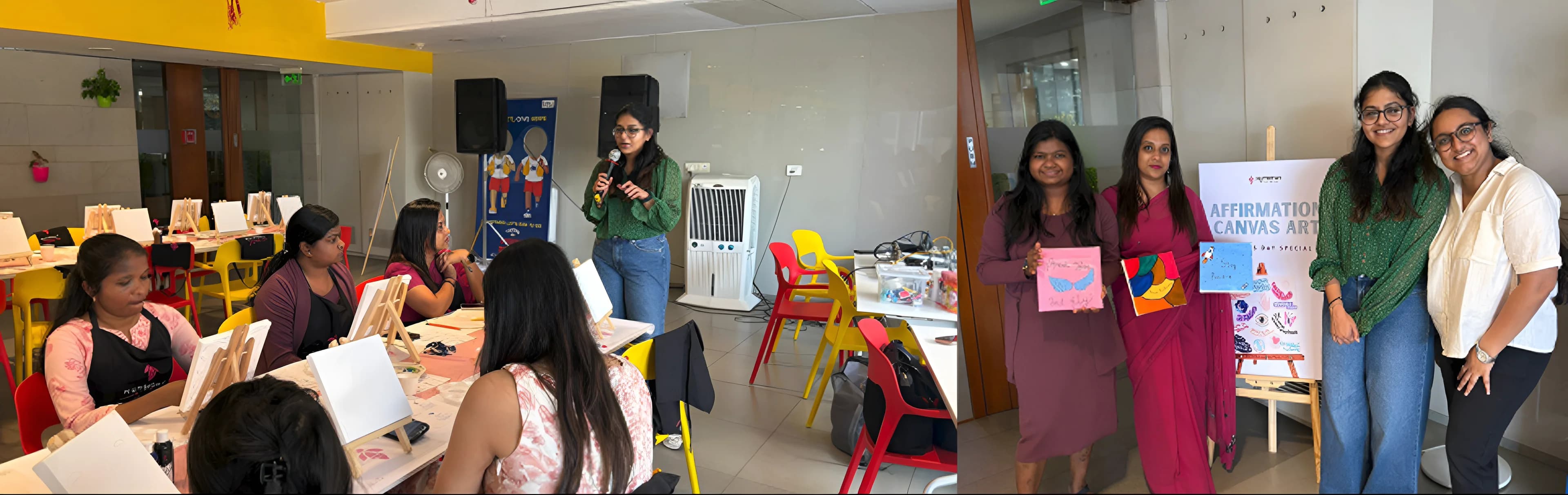 Participants in an art-based mental wellness workshop